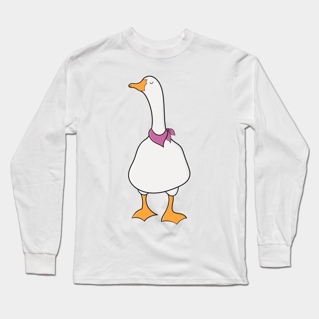 Cute Spring Goose With Pink Bandana Long Sleeve T-Shirt by The Pretty Hippo Company